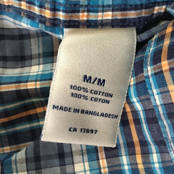 Old Navy Live Boys Button Up Dress Shirt Plaid Sz Medium (8) Blue Cotton - Picture 11 of 11